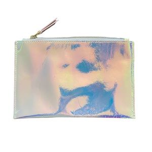 NWT J.CREW Womens Italian Leather Holographic Pouch / Wallet / Clutch